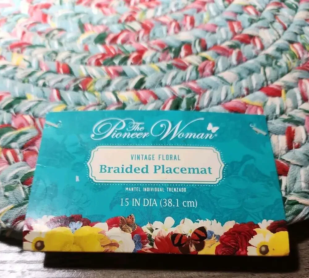 The Pioneer Woman Vintage Floral Braided Placemat Teal Set of 2 ~ 15